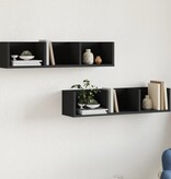 VidaXL Wandkasten 2 st 75x18x16,5 cm bewerkt hout zwart