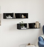 VidaXL Wandkasten 2 st 75x18x16,5 cm bewerkt hout zwart