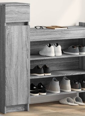 VidaXL Schoenenkast 100,5x28x100 cm bewerkt hout grijs sonoma eiken