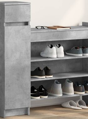 VidaXL Schoenenkast 100,5x28x100 cm bewerkt hout betongrijs