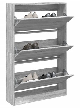 VidaXL Schoenenkast 80x21x125,5 cm bewerkt hout grijs sonoma eiken