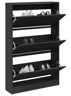 VidaXL Schoenenkast 80x21x125,5 cm bewerkt hout zwart