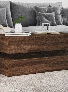 VidaXL Salontafel met LED-verlichting 90x50x40 cm bruin eikenkleur
