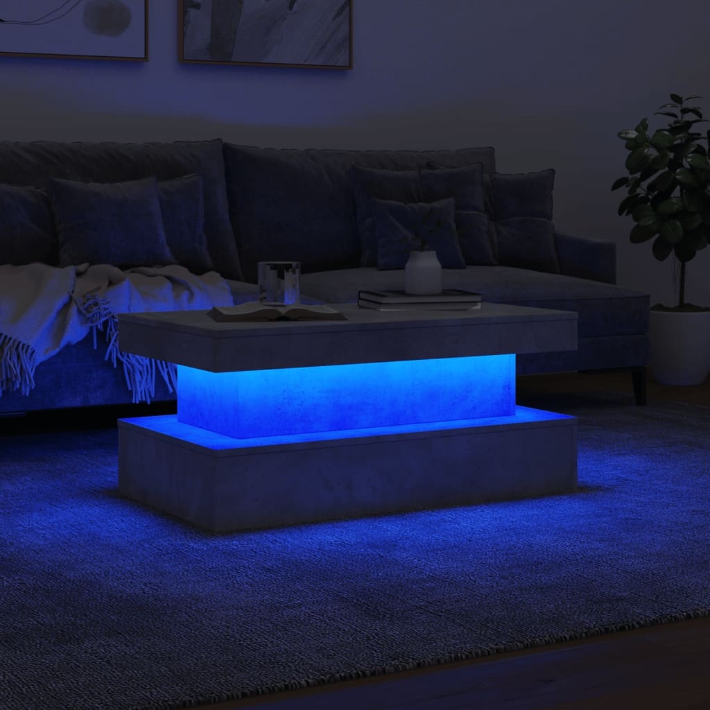 VidaXL Salontafel met LED-verlichting 90x50x40 cm betongrijs
