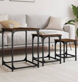 VidaXL 3-delige Tafeltjesset bewerkt hout bruin eikenkleur