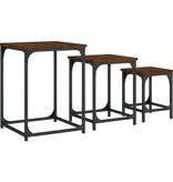 VidaXL 3-delige Tafeltjesset bewerkt hout bruin eikenkleur