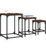 VidaXL 3-delige Tafeltjesset bewerkt hout bruin eikenkleur