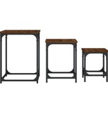 VidaXL 3-delige Tafeltjesset bewerkt hout bruin eikenkleur