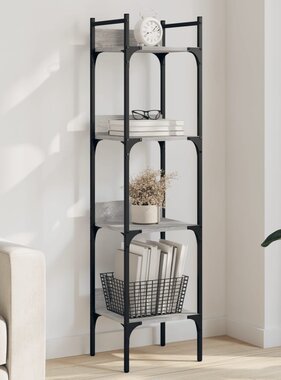 VidaXL Boekenkast 4-laags 35x30x138,5 cm bewerkt hout grijs sonoma