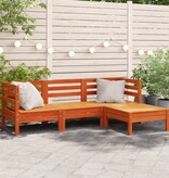 VidaXL Tuinbank 3-zits met voetenbank massief grenenhout wasbruin