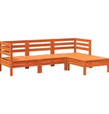 VidaXL Tuinbank 3-zits met voetenbank massief grenenhout wasbruin