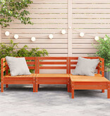 VidaXL Tuinbank 3-zits met voetenbank massief grenenhout wasbruin