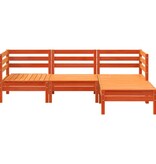 VidaXL Tuinbank 3-zits met voetenbank massief grenenhout wasbruin