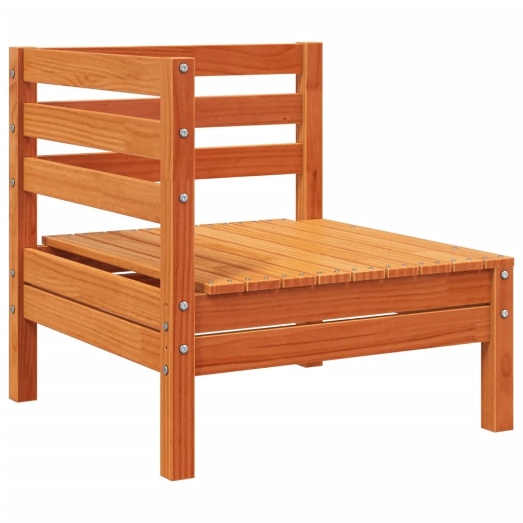 VidaXL Tuinbank 3-zits met voetenbank massief grenenhout wasbruin