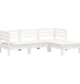 VidaXL Tuinbank 3-zits met voetenbank massief grenenhout wit