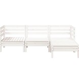 VidaXL Tuinbank 3-zits met voetenbank massief grenenhout wit