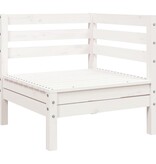 VidaXL Tuinbank 3-zits met voetenbank massief grenenhout wit