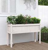 VidaXL Plantenbak met poten 110x31x70 cm massief grenenhout wit