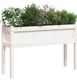 VidaXL Plantenbak met poten 110x31x70 cm massief grenenhout wit