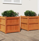 VidaXL Plantenbakken 2 st cm massief grenenhout wasbruin
