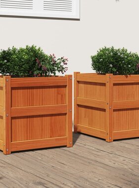 VidaXL Plantenbakken 2 st cm massief grenenhout wasbruin