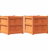 VidaXL Plantenbakken 2 st cm massief grenenhout wasbruin