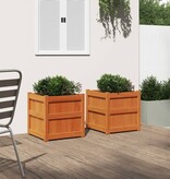 VidaXL Plantenbakken 2 st cm massief grenenhout wasbruin