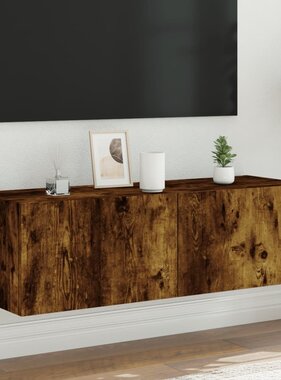 VidaXL Tv-wandmeubel met LED-verlichting 100x35x31 cm gerookt eiken
