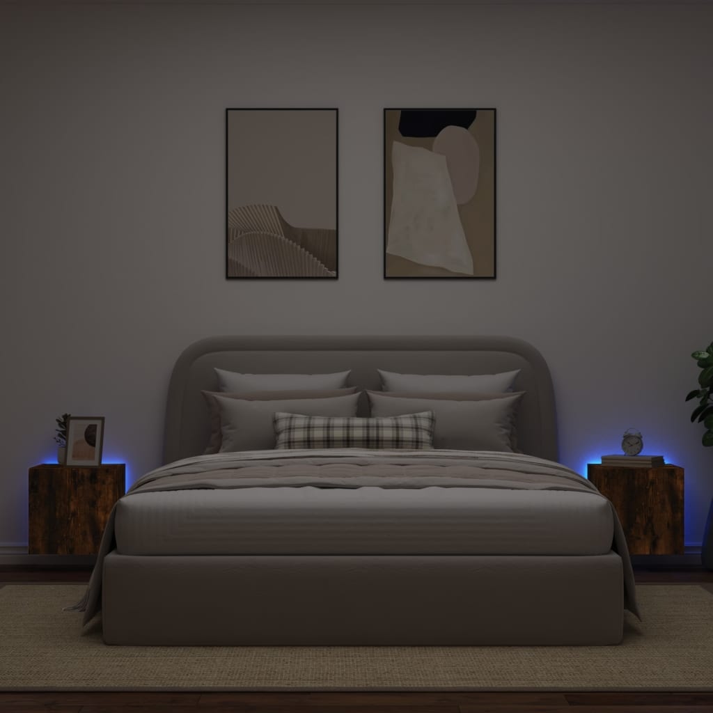 VidaXL Tv-wandmeubelen met LED 2 st 40,5x35x40 cm gerookt eikenkleurig