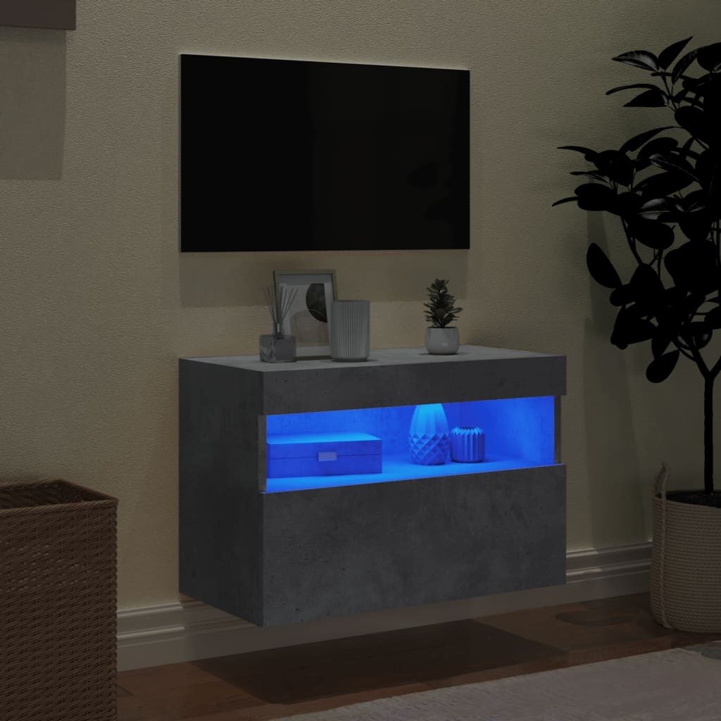 VidaXL Tv-wandmeubel met LED-verlichting 60x30x40 cm betongrijs