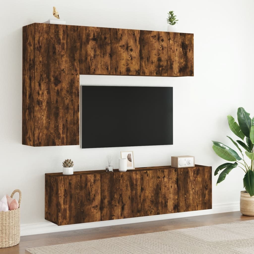 VidaXL Tv-meubels 2 st wandgemonteerd 60x30x41 cm gerookt eikenkleurig
