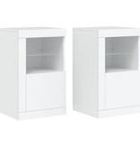 VidaXL Bijzetkastjes met LED-verlichting 2 st bewerkt hout wit