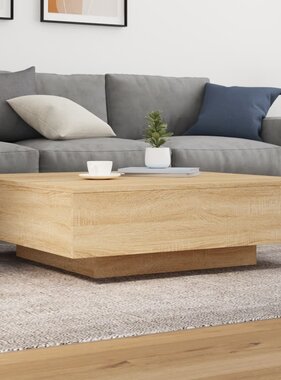 VidaXL Salontafel met LED-verlichting 100x100x31 cm sonoma eikenkleur