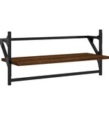 VidaXL 4-delige Wandschappenset met stangen bewerkt hout bruineiken