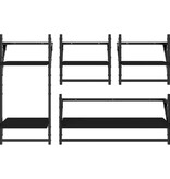 VidaXL 4-delige Wandschappenset met stangen bewerkt hout zwart