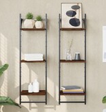 VidaXL Wandschappen 3-laags met stangen 2 st 30x25x100 cm bruineiken