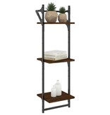 VidaXL Wandschappen 3-laags met stangen 2 st 30x25x100 cm bruineiken
