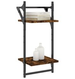 VidaXL Wandschappen 2-laags met stangen 2 st 30x25x65 cm gerookt eiken