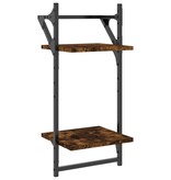 VidaXL Wandschappen 2-laags met stangen 2 st 30x25x65 cm gerookt eiken