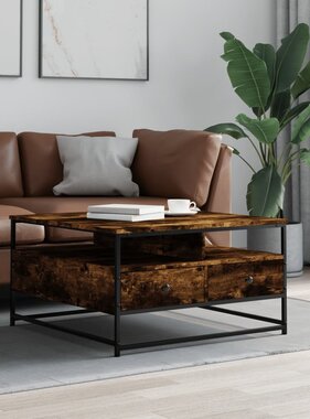 VidaXL Salontafel 80x80x45 cm bewerkt hout gerookt eikenkleurig