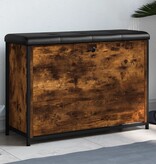 VidaXL Schoenenbankje met klaplade 82x32x56 cm gerookt eikenkleurig
