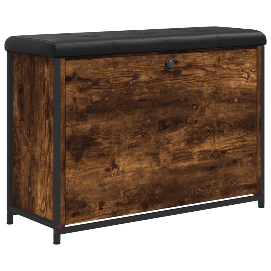 VidaXL Schoenenbankje met klaplade 82x32x56 cm gerookt eikenkleurig