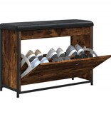 VidaXL Schoenenbankje met klaplade 82x32x56 cm gerookt eikenkleurig