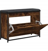 VidaXL Schoenenbankje met klaplade 82x32x56 cm gerookt eikenkleurig