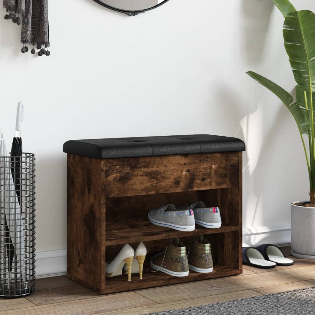 VidaXL Schoenenbankje 62x32x50 cm bewerkt hout gerookt eikenkleurig