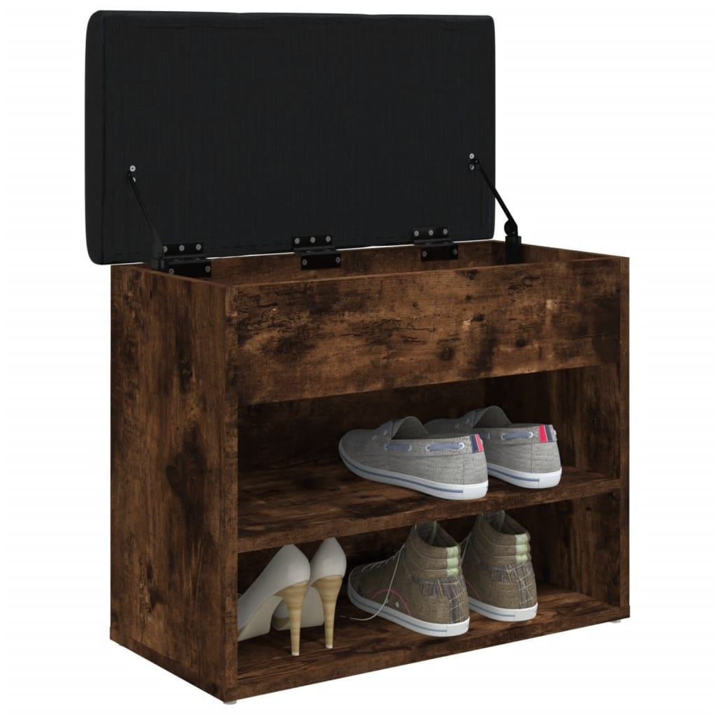 VidaXL Schoenenbankje 62x32x50 cm bewerkt hout gerookt eikenkleurig