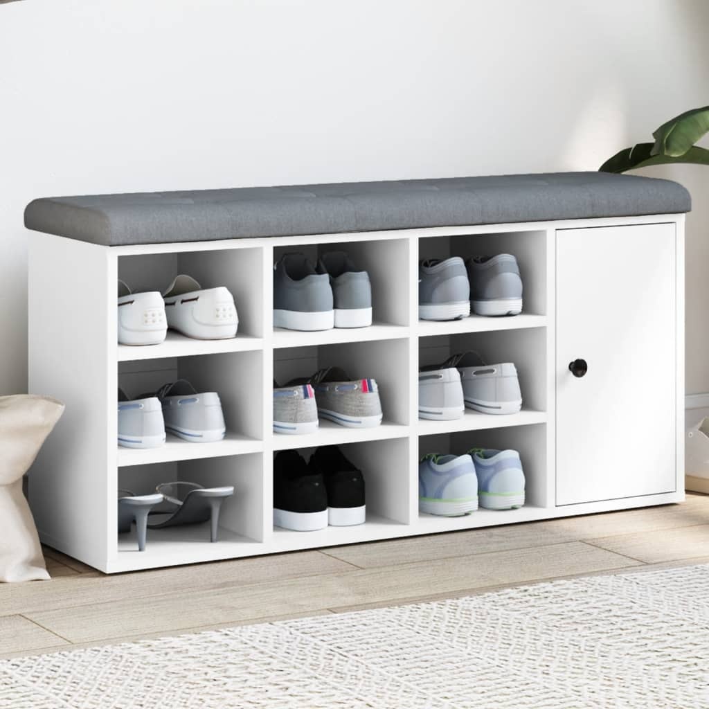 VidaXL Schoenenbank 102x32x50 cm bewerkt hout wit