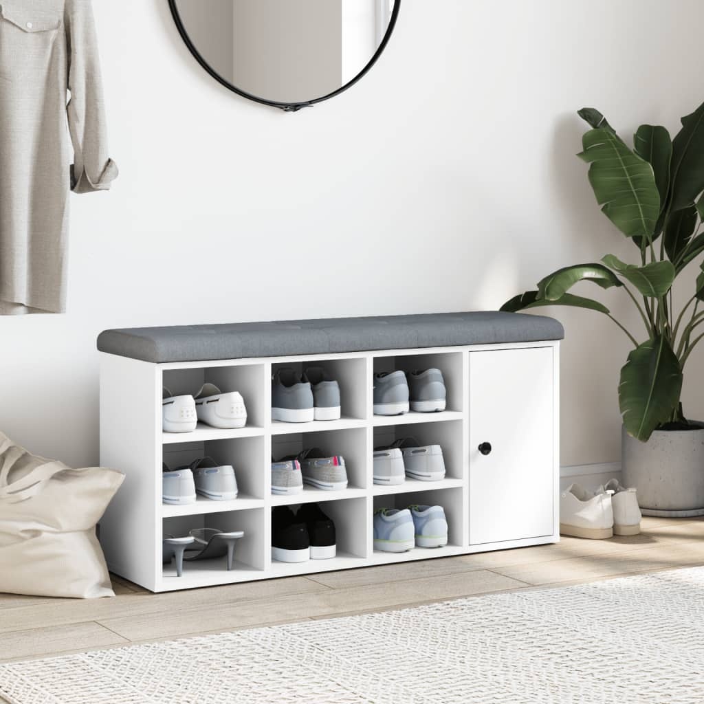 VidaXL Schoenenbank 102x32x50 cm bewerkt hout wit