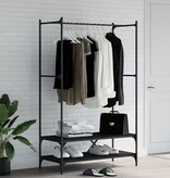 VidaXL Kledingrek met schappen bewerkt hout zwart