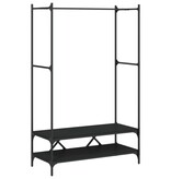 VidaXL Kledingrek met schappen bewerkt hout zwart